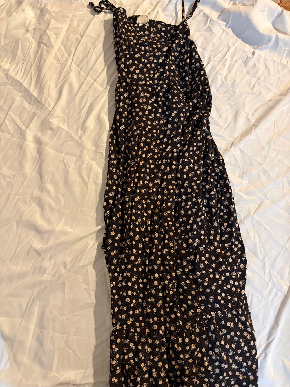 NATURAL LIFE Black Maxi Dress with Cream Floral Print